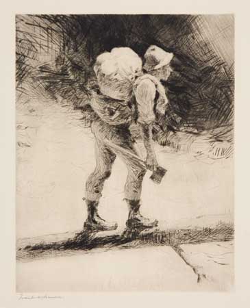 Appraisal: FRANK W BENSON The Bridge Drypoint on cream laid paper