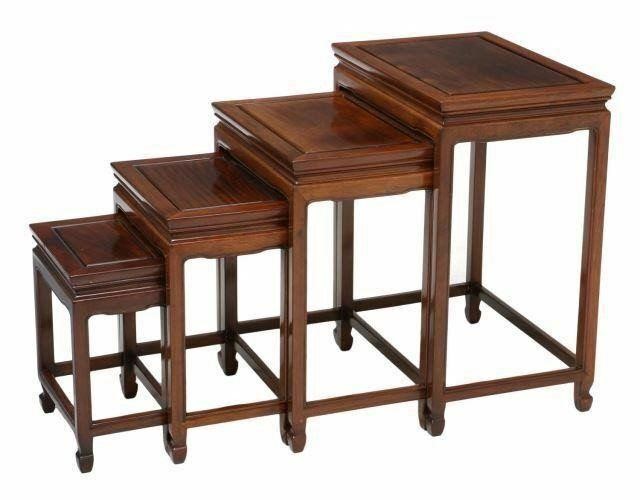 Appraisal: set of four Chinese rosewood nesting tables th c each