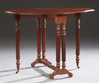 Appraisal: English Carved Mahogany Sunderland Table late t English Carved Mahogany