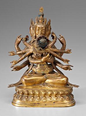 Appraisal: Tibetan bronze of Guhyasamaja the deity and his consort engaged