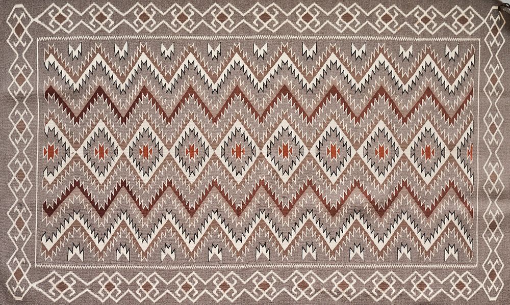 Appraisal: Gray Navajo Blanket Rug Red Mesa Gray Native American Navajo