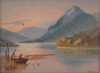 Appraisal: R Oakes c Lake scenes A pair both signed Both