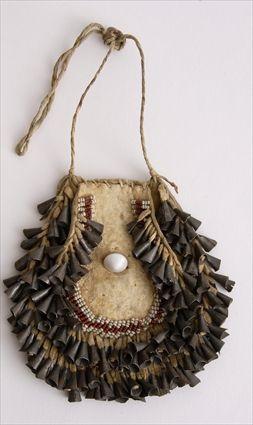 Appraisal: SOUTHERN PLAINS BEADED-HIDE OVAL POUCH in