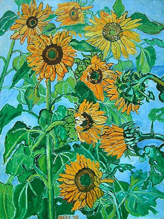 Appraisal: JOHN BRATBY R A - Sunflowers II signed and dated