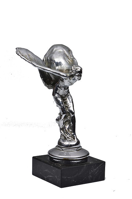 Appraisal: A 'SPIRIT OF ECSTASY' SILVERED CAR MASCOT with flowing robes