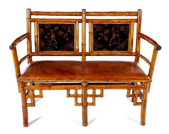 Appraisal: An English Victorian Bamboo Settee Height x width x depth