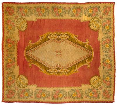 Appraisal: Bessarabian tapestry central cartouche on pale rose field border with