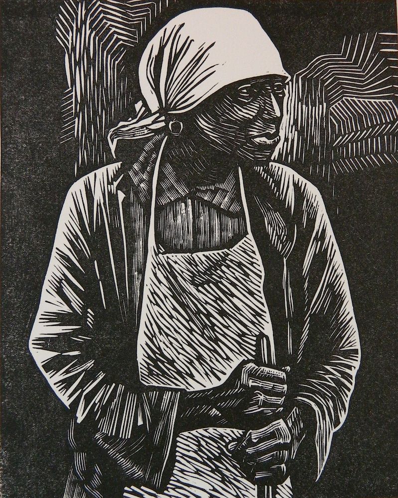 Appraisal: Elizabeth Catlett linocut Elizabeth Catlett American - - ''Survivor''- linocut