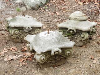 Appraisal: Limestone Hand Carved Scrolled Capitals UNITED STATES MID TH CENTURY