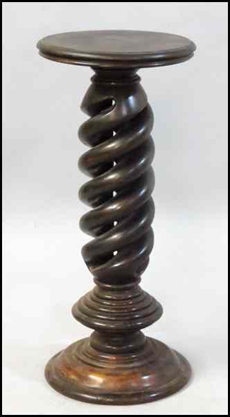 Appraisal: CARVED MAHOGANY BARLEY TWIST PEDESTAL '' x '' Condition No