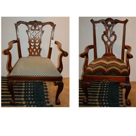 Appraisal: Two George III Style Mahogany Armchairs Estimate -