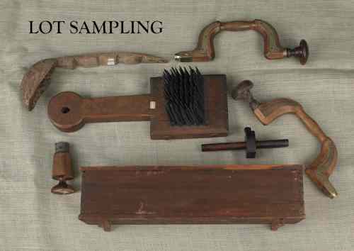 Appraisal: Collection of woodenware to include a hatchel ladle etc