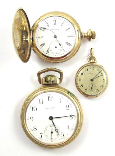 Appraisal: THREE AMERICAN WALTHAM POCKET WATCHES openface pendant model Sapphire grade