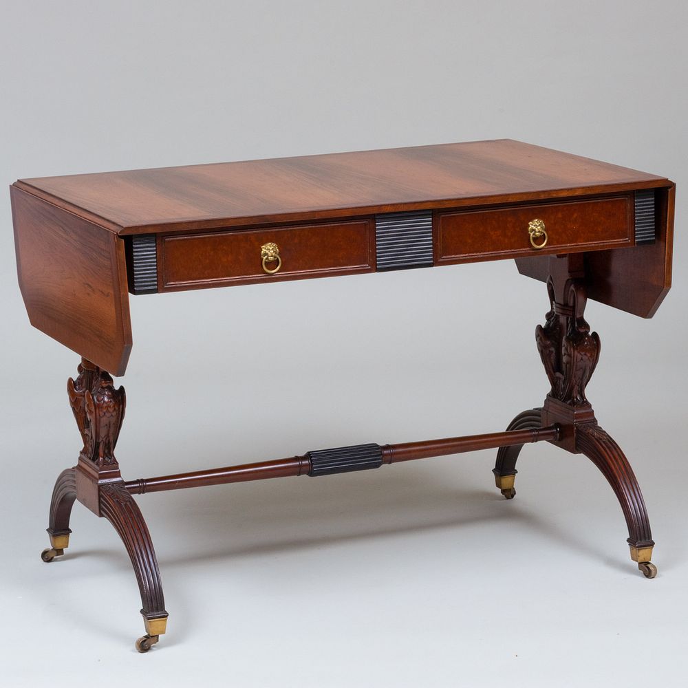 Appraisal: Regency Style Inlaid Rosewood and Mahogany Sofa Table of Recent