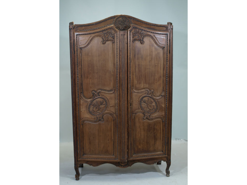 Appraisal: Antique French Provinicial Armoire c pine arched crest w central