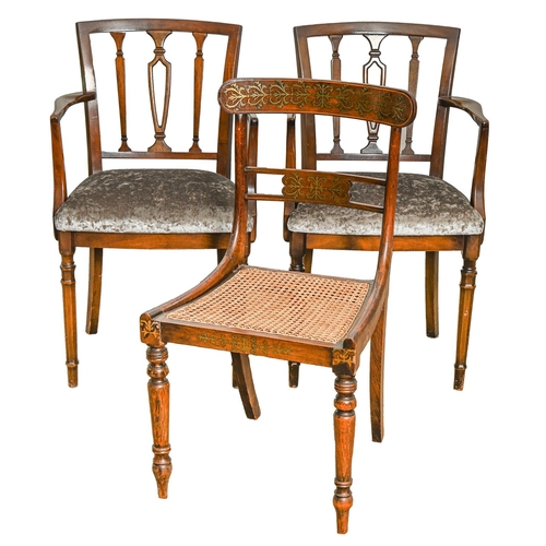 Appraisal: A Regency brass inlaid and grained rosewood dining chair with