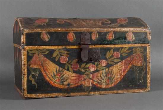 Appraisal: Continental probably Swedish painted wood dome-top dowry chest th century