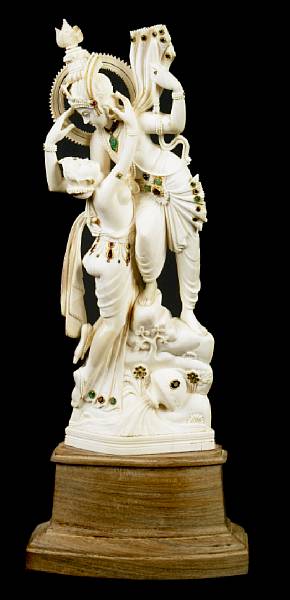 Appraisal: A Thai style carved ivory figural group height in