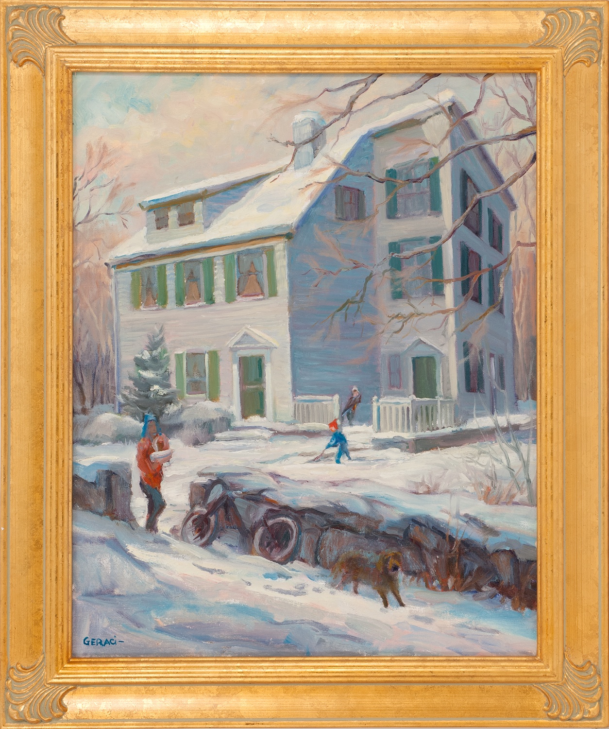 Appraisal: FRAMED PAINTING LUCIAN ARTHUR GERACI American - A house in