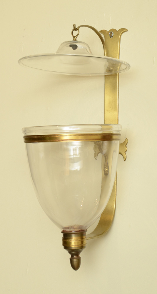 Appraisal: Pair of Regency Style Brass Sconces together with Glass Fixtures