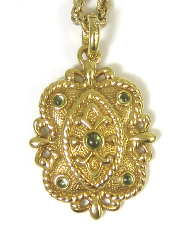 Appraisal: YELLOW GOLD PENDANT NECKLACE K shield pendant suspended on a