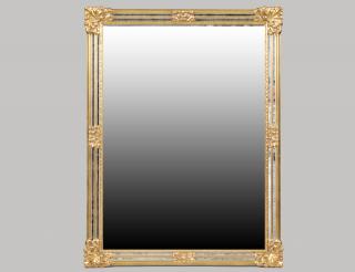 Appraisal: GILT MIRROR The rectangular mirror plate enclosed by mirrored borders