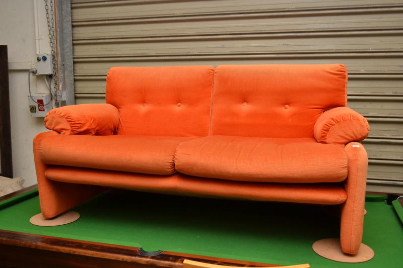 Appraisal: A B B ITALIA CORONADO SOFA IN ORANGE VELVET DESIGNED