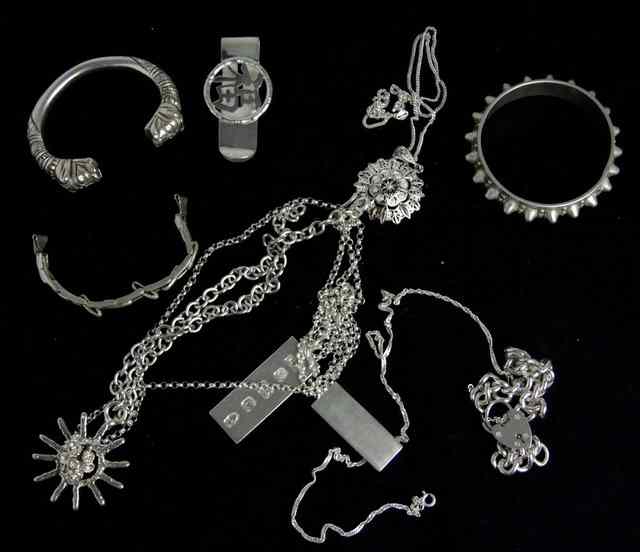 Appraisal: A quantity of silver and white metal jewellery including hallmarked