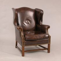 Appraisal: A Vintage Leather Wing Chair A Higbee Company arm chair