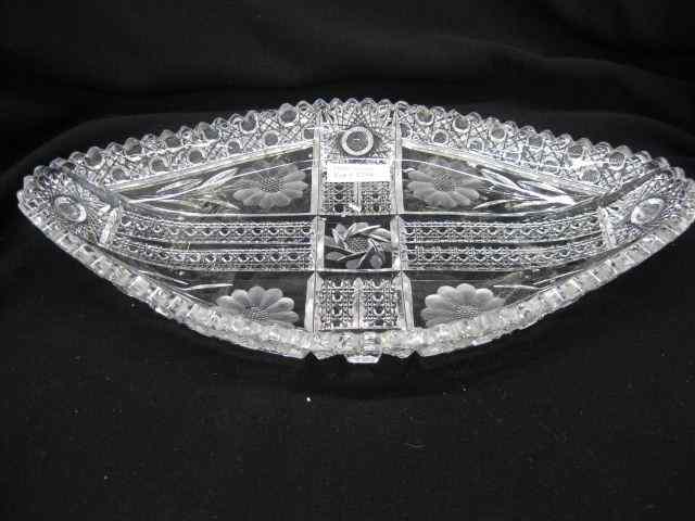 Appraisal: Cut Glass Oval Tray daisy Harvard '' x '' late