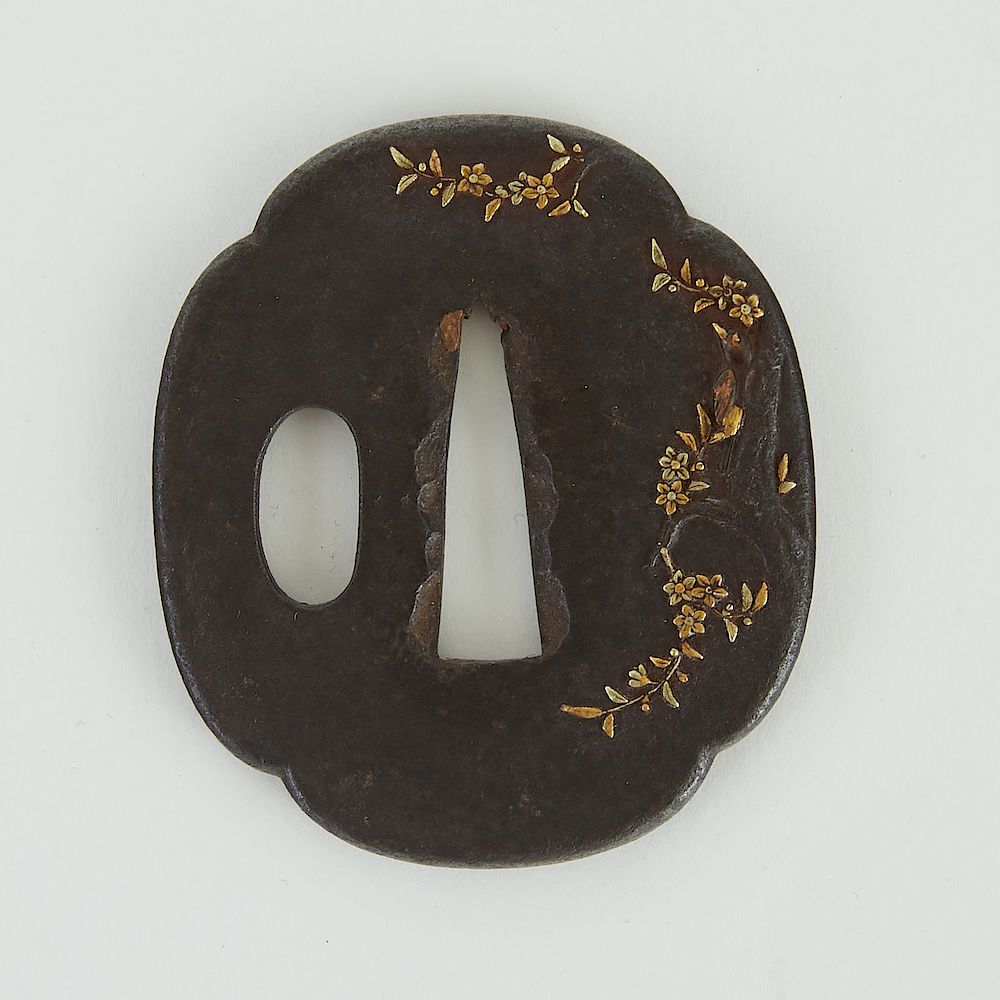 Appraisal: th c Japanese Tsuba Tree with Flowers One th c