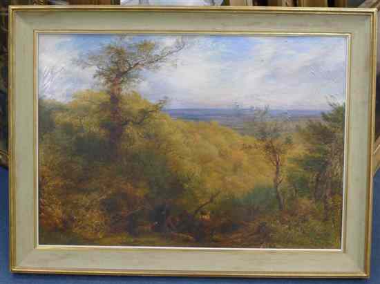 Appraisal: Circle of John Linnell - oil on canvas Country landscape