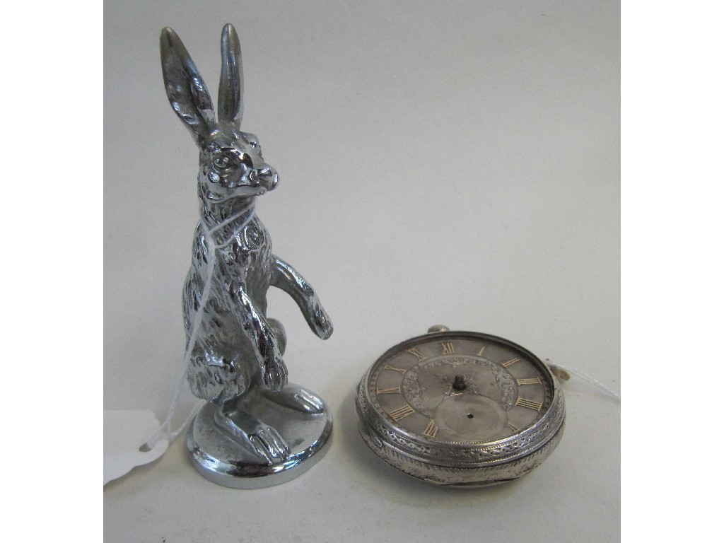 Appraisal: Lot comprising 'Hare' car mascot and a silver pocket watch