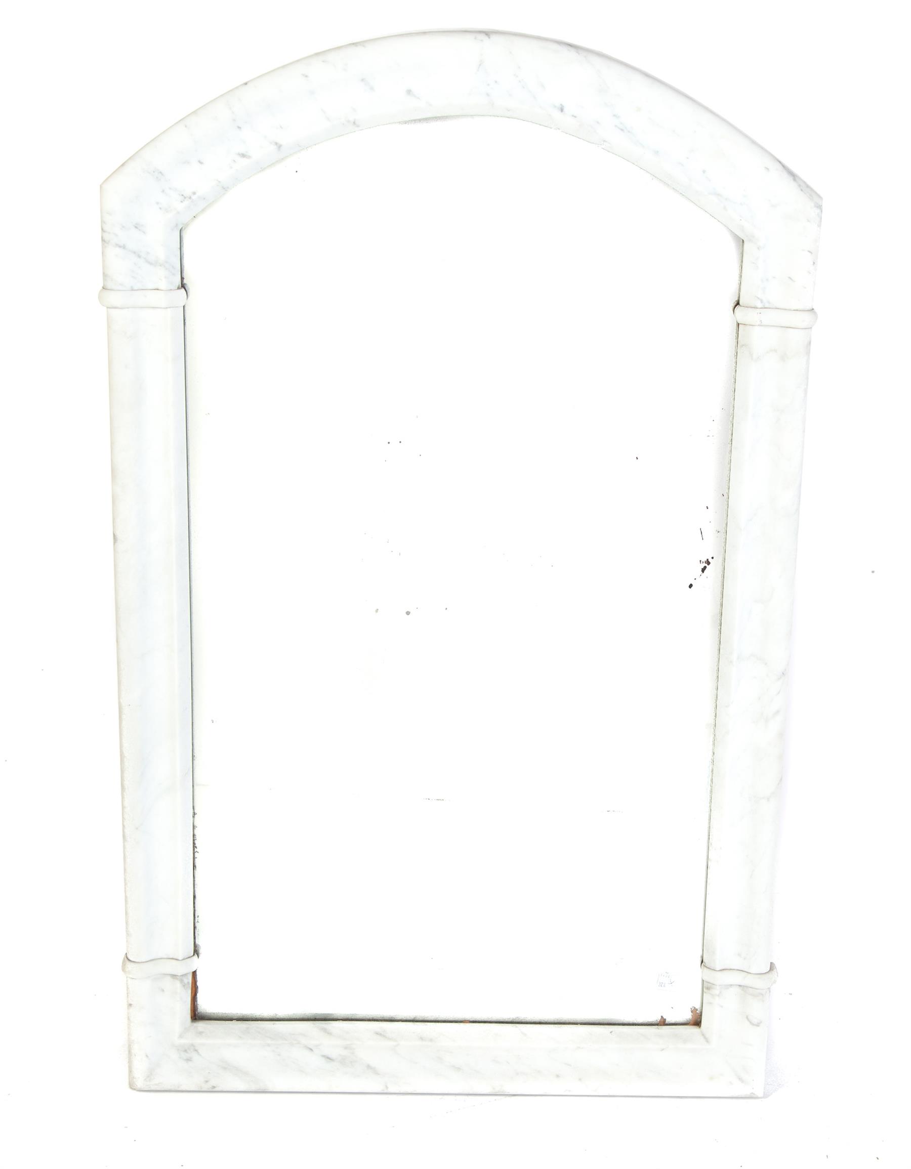 Appraisal: MARBLE FRAMED WALL MIRROR American th century Arched top with