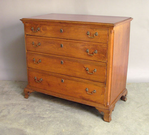 Appraisal: Pennsylvania Chippendale walnut chest of drawers ca with smooth quarter