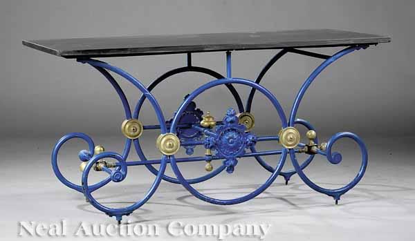 Appraisal: A French Painted Iron and Brass Baker's Table late th