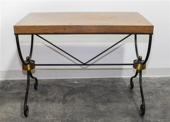 Appraisal: Sale Lot An Art Deco Style Iron and Wood Console