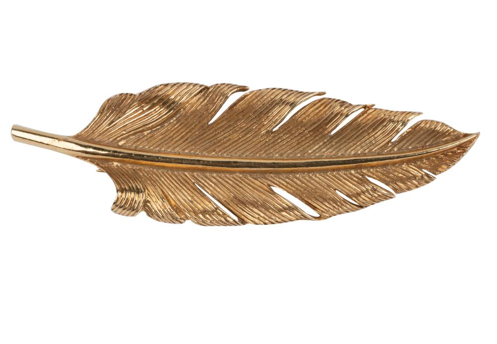 Appraisal: TIFFANY CO KARAT YELLOW GOLD FEATHER BROOCH grams inches long