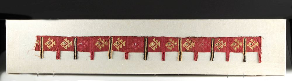 Appraisal: Chimu Polychrome Textile Strap Fragment w Birds Originally Listed At