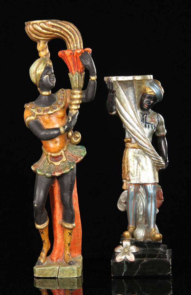 Appraisal: - Pr Italian Carved Wood Blackamoor Figures Pair of Italian