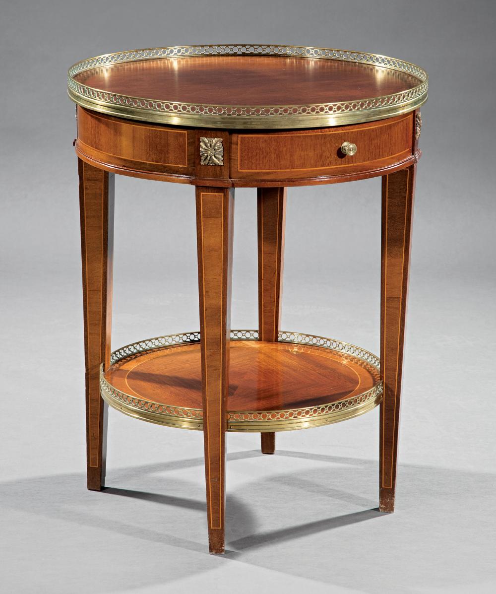 Appraisal: Empire-Style Bronze-Mounted and Inlaid Mahogany Gueridon galleried top rosette blocked