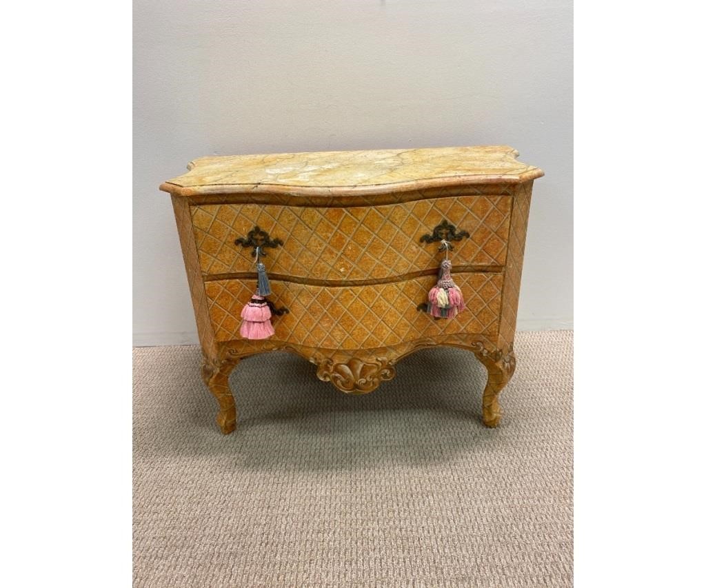 Appraisal: Italian painted chest of drawers th c with faux painted