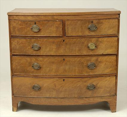 Appraisal: George III Mahogany Bowfront Chest of Drawers x x in