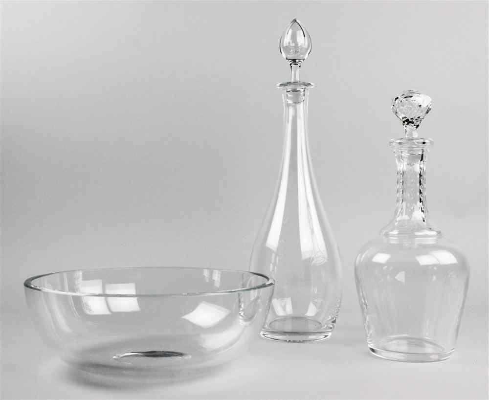 Appraisal: TWO BACCARAT DECANTERS AND A BOWL stencilled marks including one