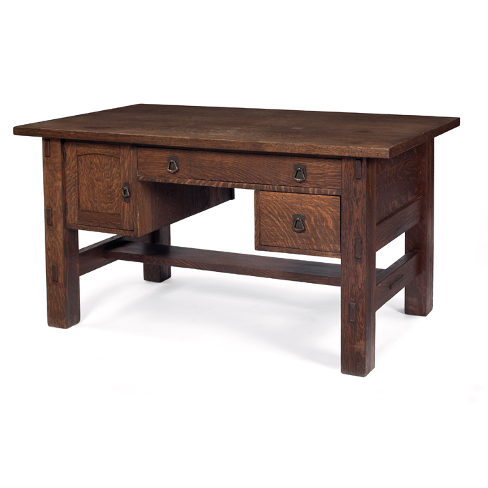 Appraisal: Lifetime library table rectangular top over two drawers and one