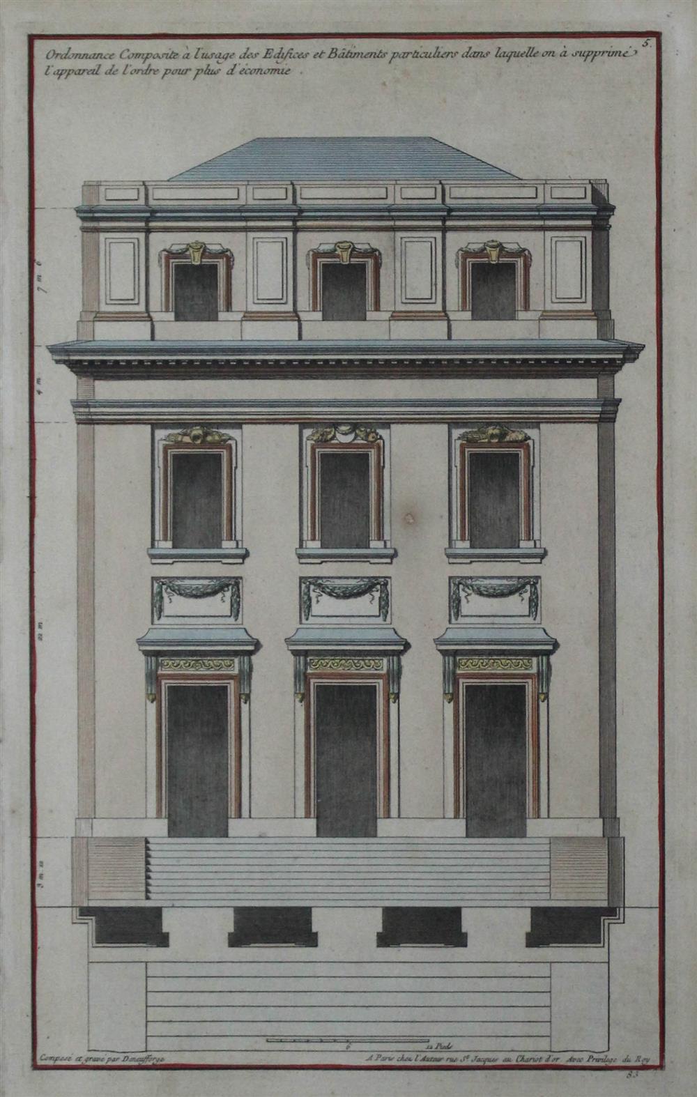 Appraisal: HIPPOLYTE-FRANCOIS DENEUFFORGE FRENCH CIRCA - FIVE ARCHITECTURAL STUDIES Engravings with