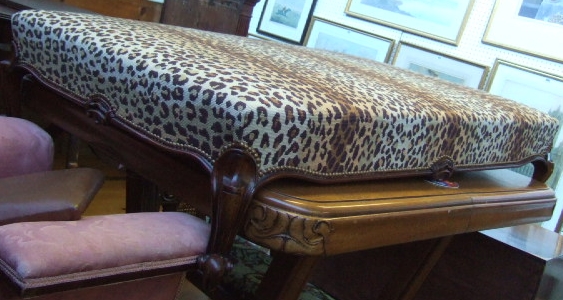 Appraisal: A th century needlework 'leopard print' upholstered rectangular centre stool