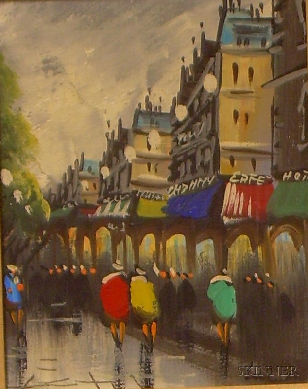 Appraisal: Framed th Century Continental School Oil on Canvas Parisian View