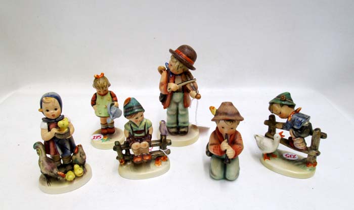 Appraisal: SIX GERMAN HUMMEL PORCELAIN FIGURINES TM- - Wayside Harmony HUM