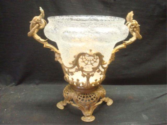 Appraisal: Gilt Bronze Mounted Glass Bowl Bronze diameter x high Glass